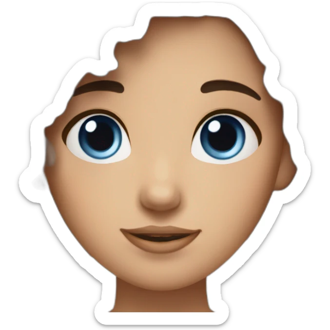 A girl with dirty brown hair and blue and purple on her hair tips with blue eyes  sticker