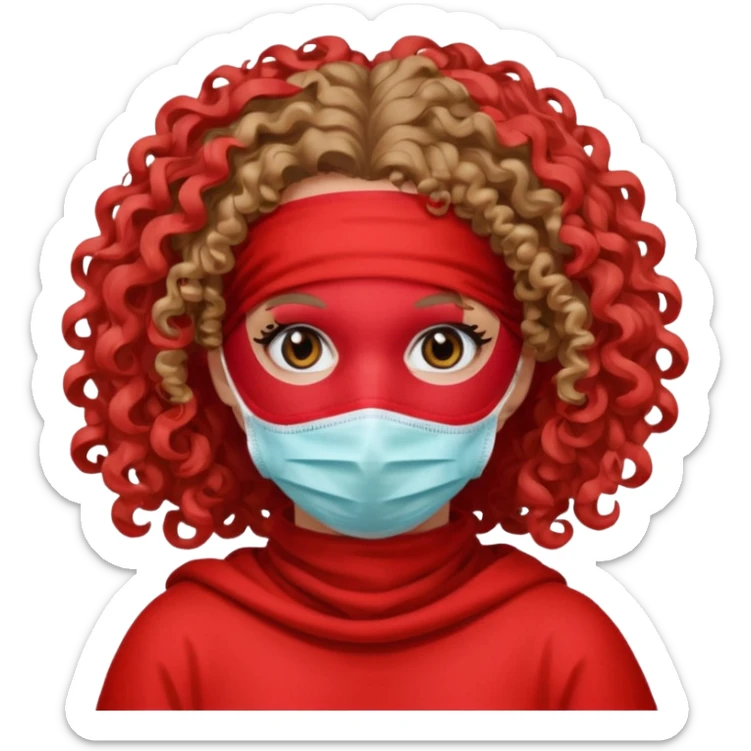 Lilith symbol seductress evil surgeon. Hair curly, long, and brown. Red surgical mask and hair covering. She works for cartel and kills with a scalpel. , evil surgeon  sticker