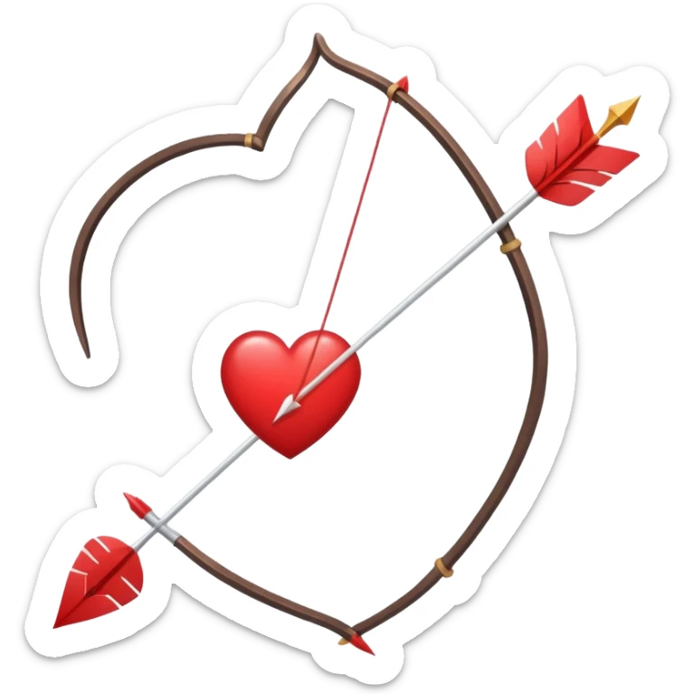 bow and arrow in a valentine’s day mood, with the arrow having a heart shape  sticker