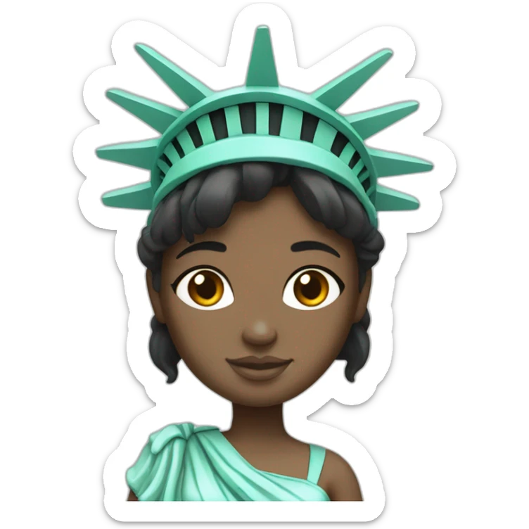cute black hair white girl statue of liberty sticker