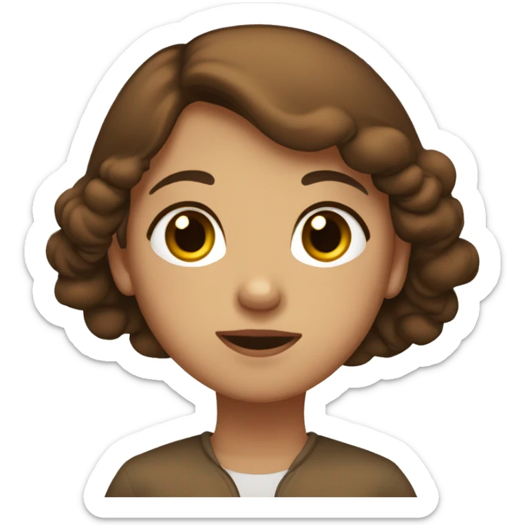 brown pelingese with the girl with brown hair and brown eyes sticker