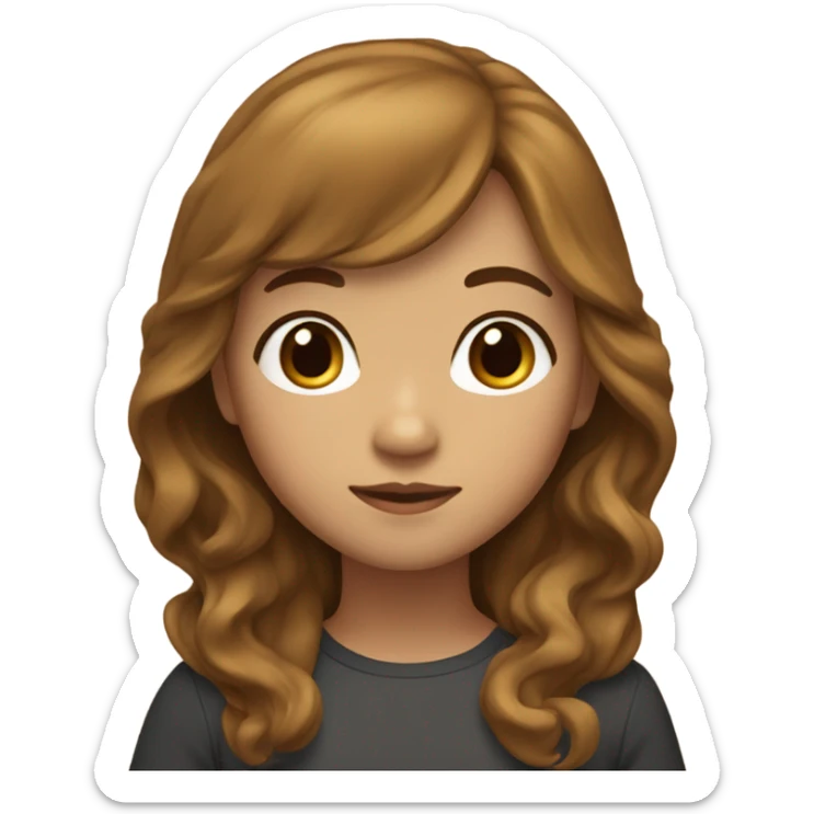 caramel skin asian girl with long brown medium wavy hair sticker