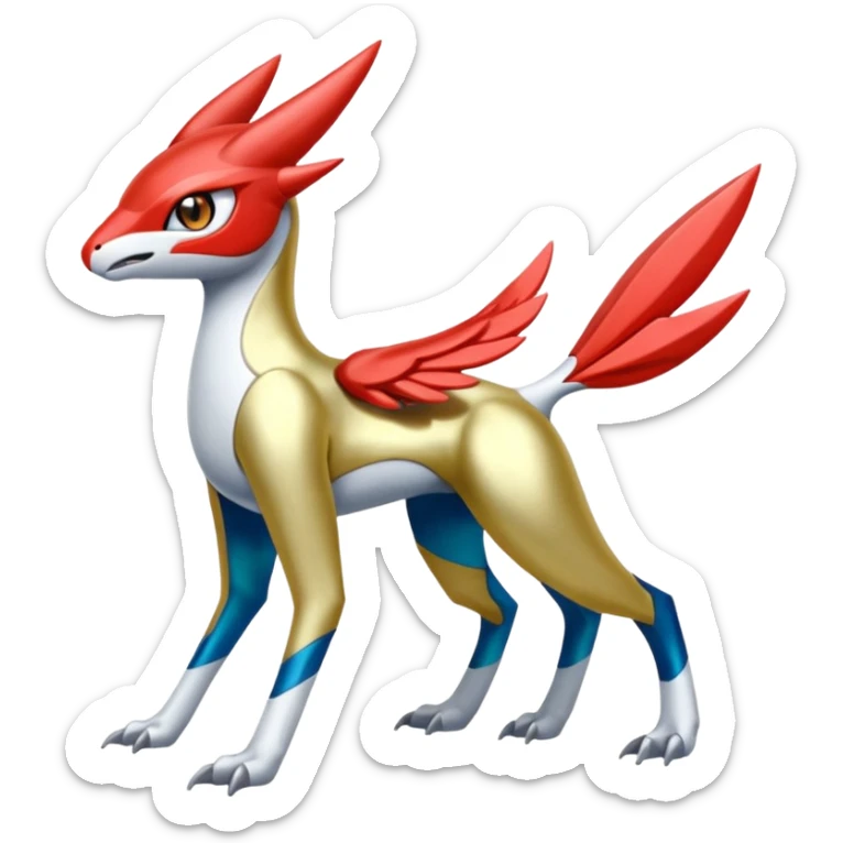 Shiny Colorful Meloetta-Latias-Koraidon-Peppercat-Wargreymon-Protogen-Fakémon-fusion-hybrid-creature sticker