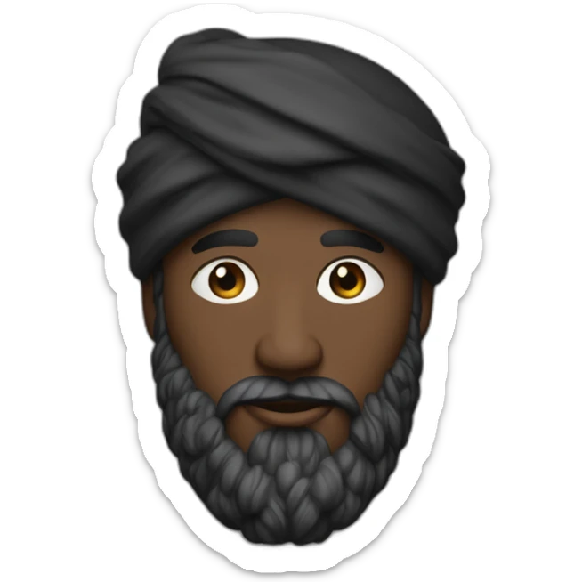 homme noir avec une très longue barbe noir un turban à carreaux blancs et une longue djellaba blanche sticker