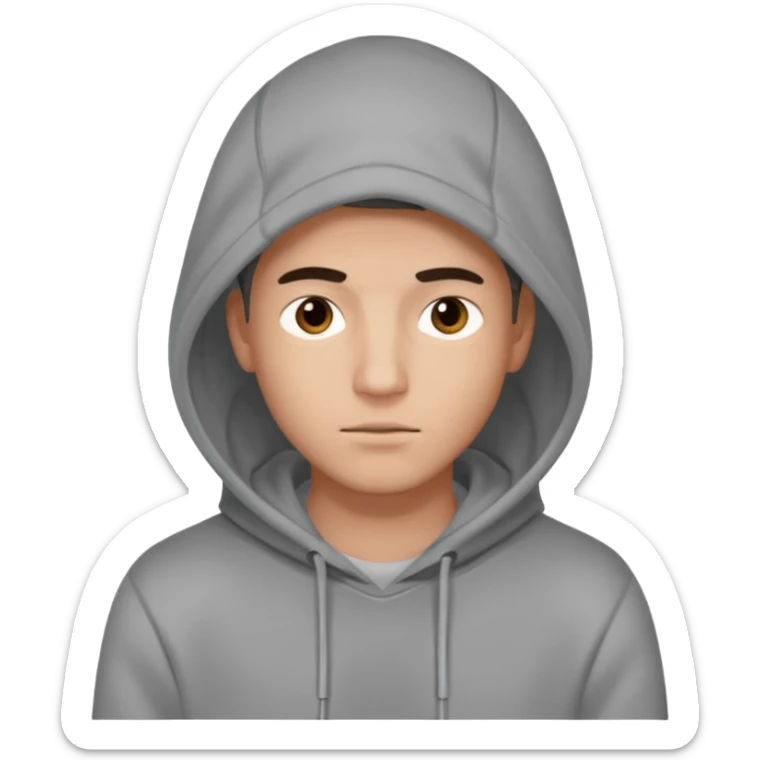 a guy wears a hoodie, his face is a mysterious, he looks pretty and handsome, but very distant  sticker