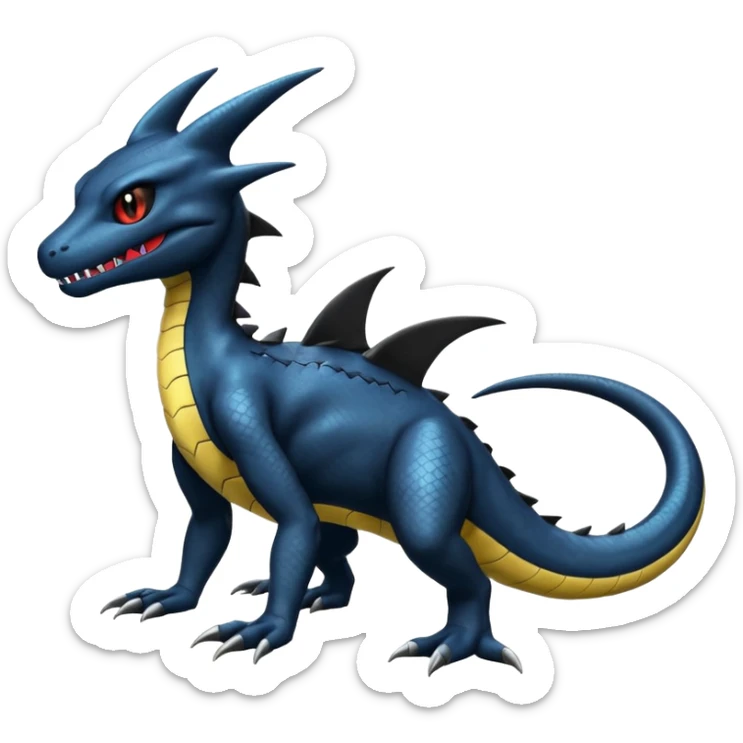 Shiny Salandit-Garchomp-Umbreon-Fakémon-hybrid-creature (full body)  sticker