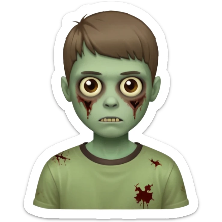 Garoto zumbi com camisa alternativa cabelo castanho quase tijelinha mas não tijelinha sticker