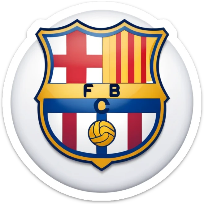 FC Barcelona logo, shield with blue and red stripes, football club emblem sticker