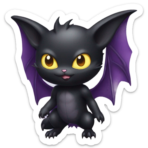 Cool Cute Edgy Dark Black Batty Chibi Noibat-Cat-Pokémon-Fakémon-hybrid sticker