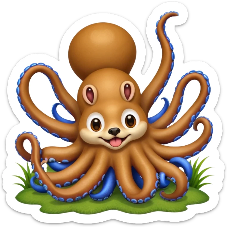 Dog with an octopus on his back with monkeys all of their tongues out with big eyes sticker