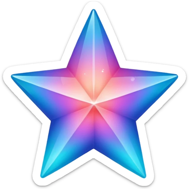 
Star color in in gradient of turquoise, blue, pink, purple, and coral crystal texture sticker
