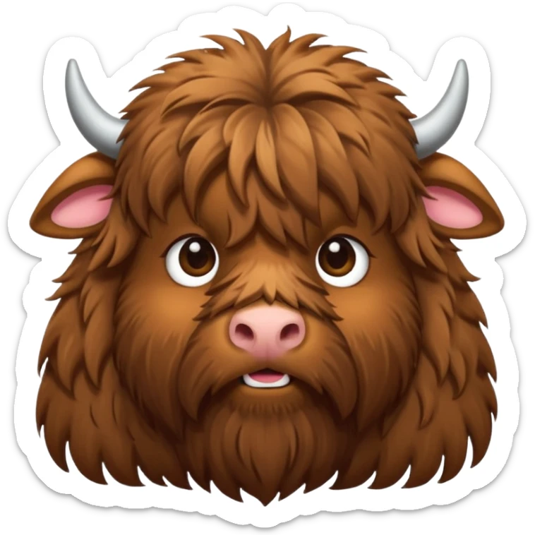 cute highland coo, very shaggy facial har covering the eyes sticker