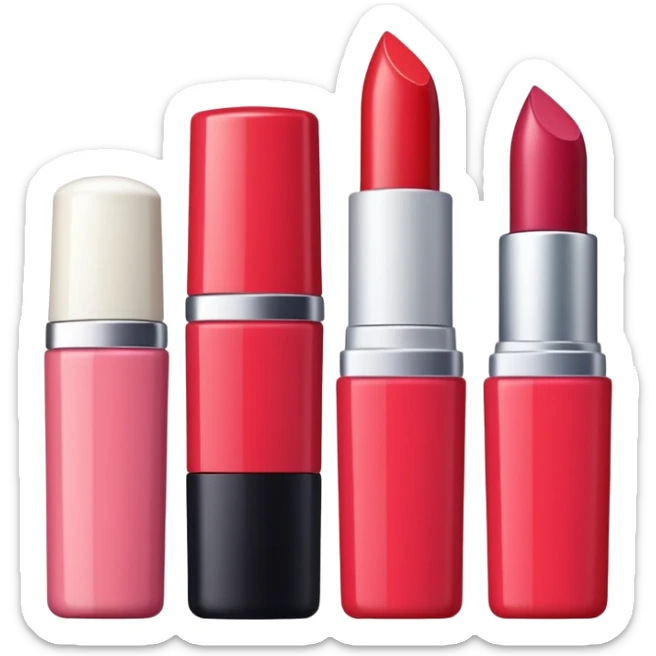 emoji of cards with illustrations of lipstick, serum and hand cream on them
 sticker