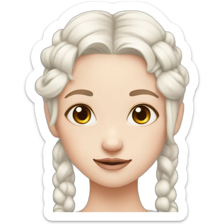 girl with pale skin white hair in two buns  sighs sticker