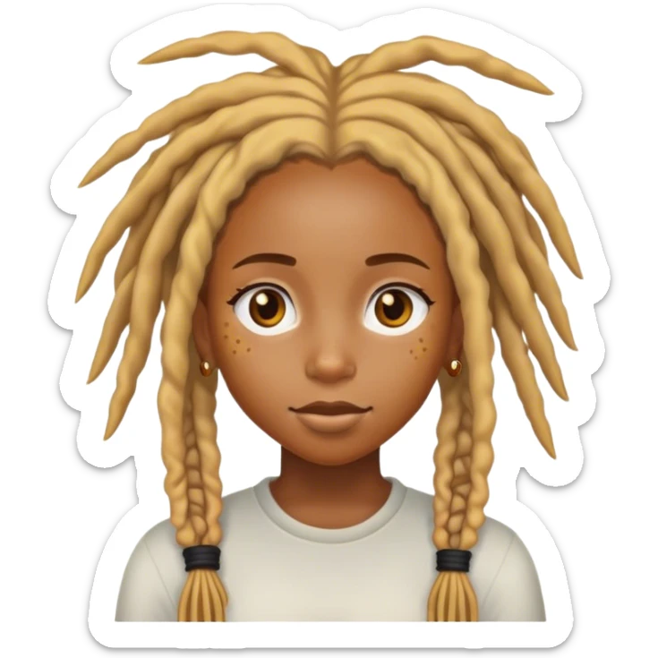 Black girl with honey blonde dreads and freakles sticker