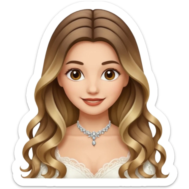Beautiful happy woman with Balayage long hair bridal sticker