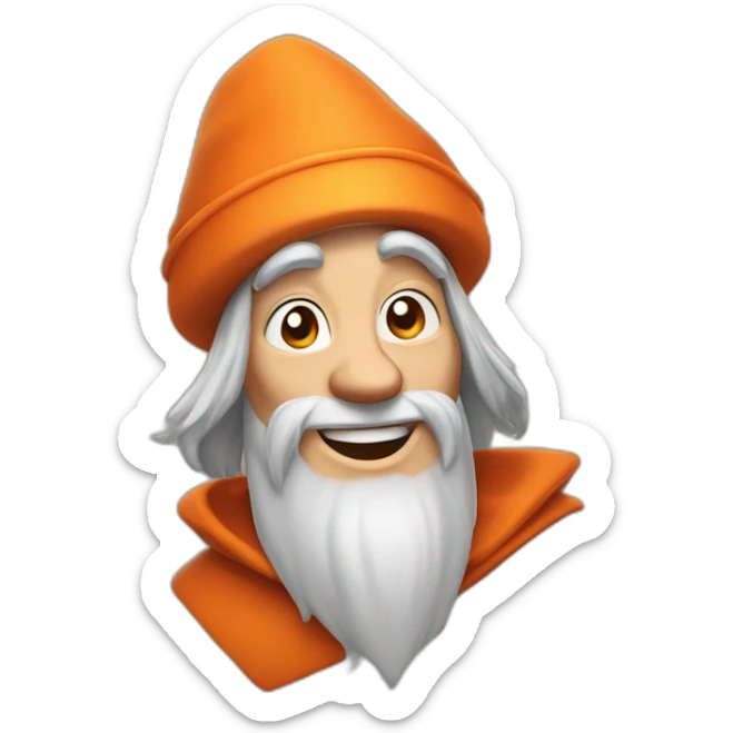 portrait smiling of a wizard style of Merlin, with orange cap, with thumbs up in Pixar style sticker