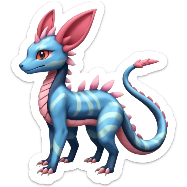 Sylveon-Salandit-Electrike-Zeraora-Fakémon-hybrid-creature (full body)  sticker