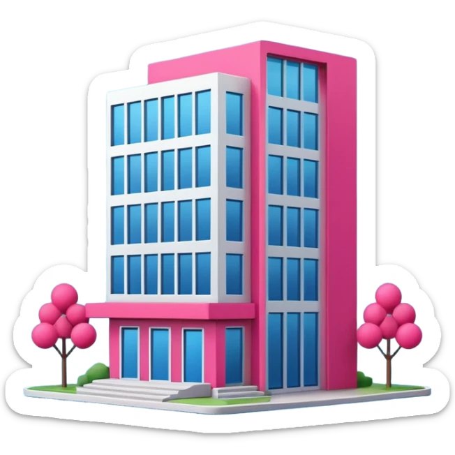 The building houses the Ozon order pickup point in its signature blue (digital blue) and raspberry colors. sticker