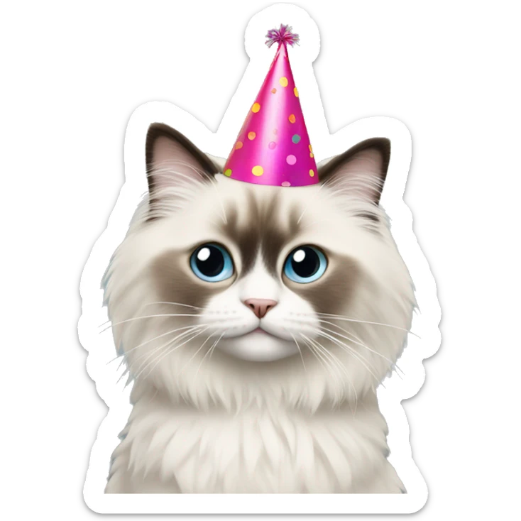 Ragdoll with party hat sticker