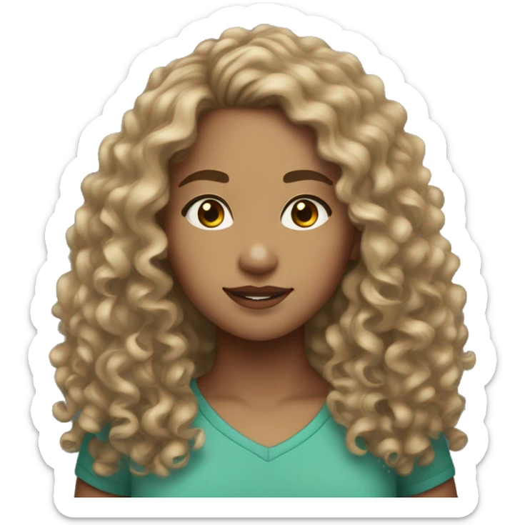light skin girl long curly brown hair with freckles  sticker