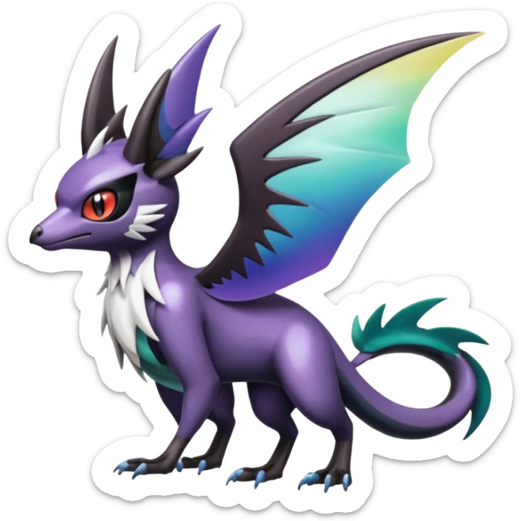 Shiny Noibat-Noivern-Mightyena-Silvally-Fakémon-hybrid-creature (full body)  sticker