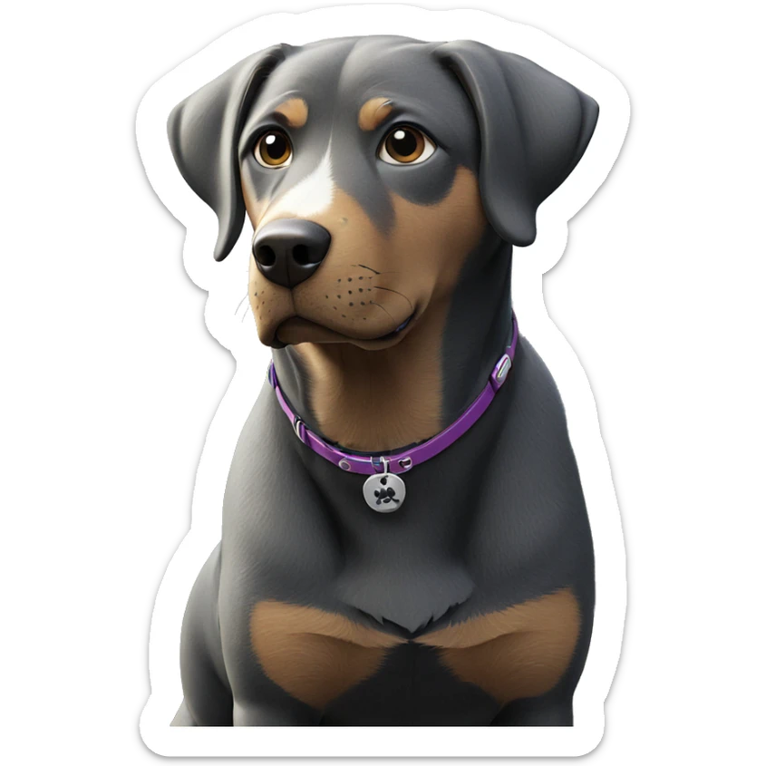dog with collar in focus sticker