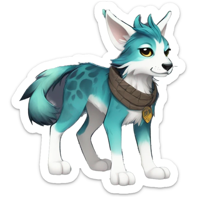 Cool cute Kawaii edgy fantasy animal  fursona Fionbri by griffsnuff & LiLaiRa & Falvie full body sticker