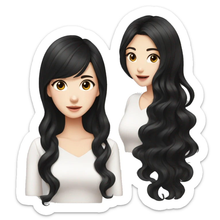 Beautiful girl,Black hair,wavy hair，long hair,Black eyes,Chinese sticker