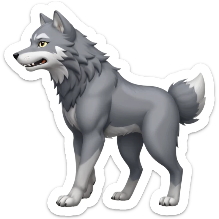 Toony Ginga Nagareboshi Gin/Silver Fang the wolf (full body) (feral) (4 legs) (canine) sticker