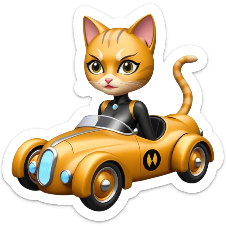 Hot rod Cat Woman’s antique futuristic Catmobile rc car  sticker