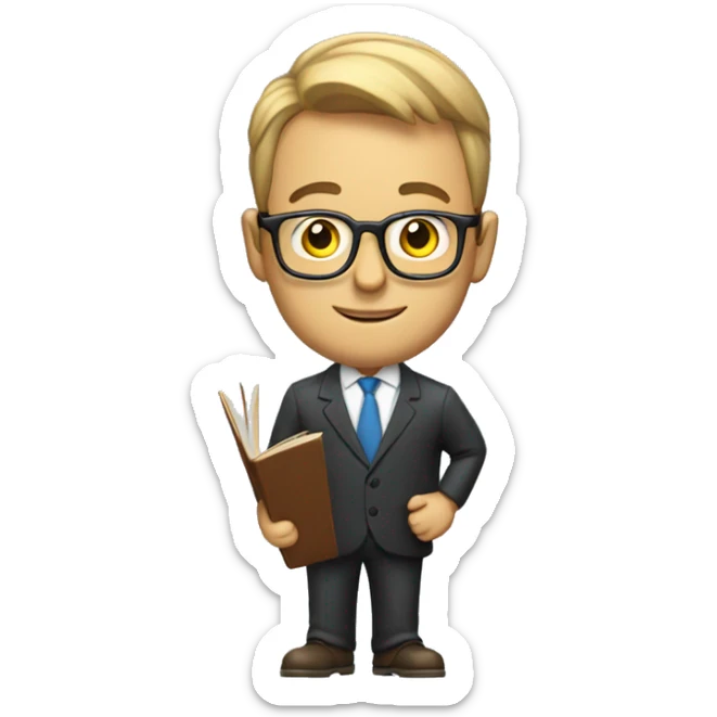 i want an emoji of a man that looks like an expert in teaching business , with glasses and a book in his hand sticker