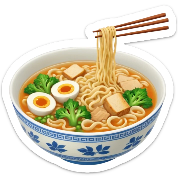 un ramen vegetariano con la taza de color azul verdoso sticker