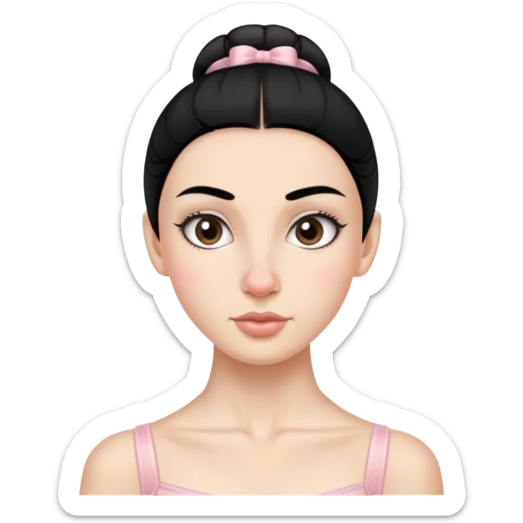 Ballerina with black hair and bumby nose  straight eyebrows very skinny sticker