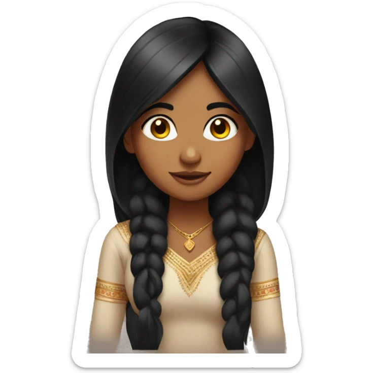 Indian girl with black hair  sticker