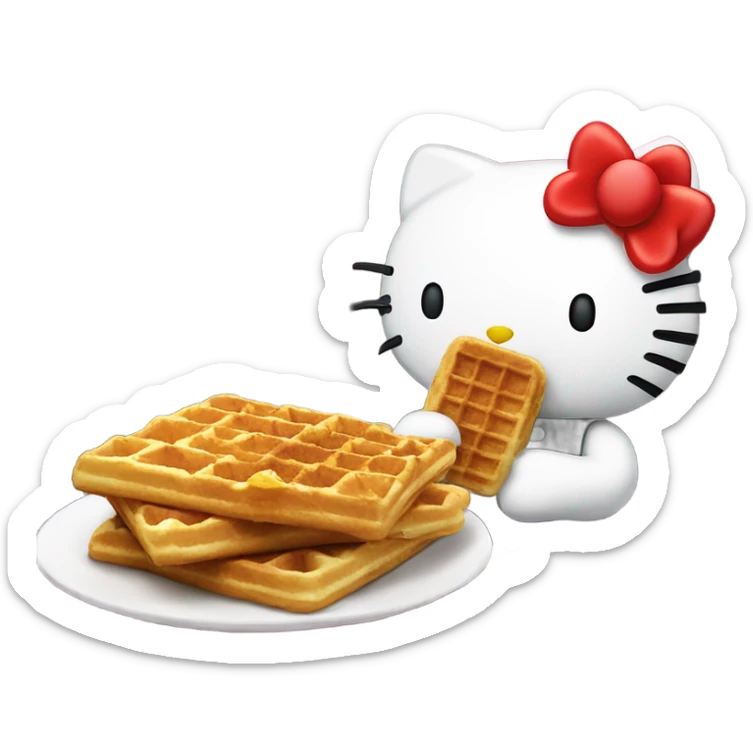 Hello kitty eating a waffle at a Christmas market in France sticker