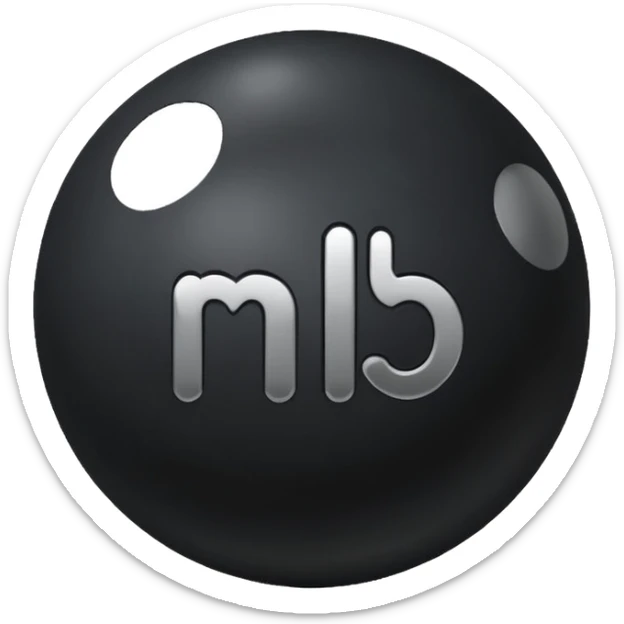 Black Ball with MB written on in the middle of it. Nothing else no holes or anything. sticker