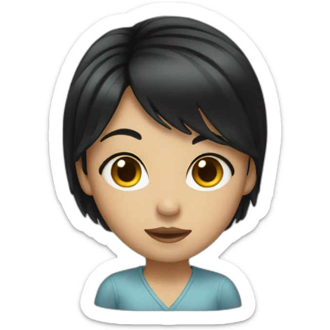 glass girl black hair sticker