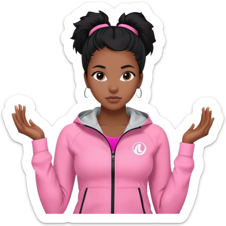 black girl with black straigh hair and baby hairs with pink lululemon jacket on  sticker