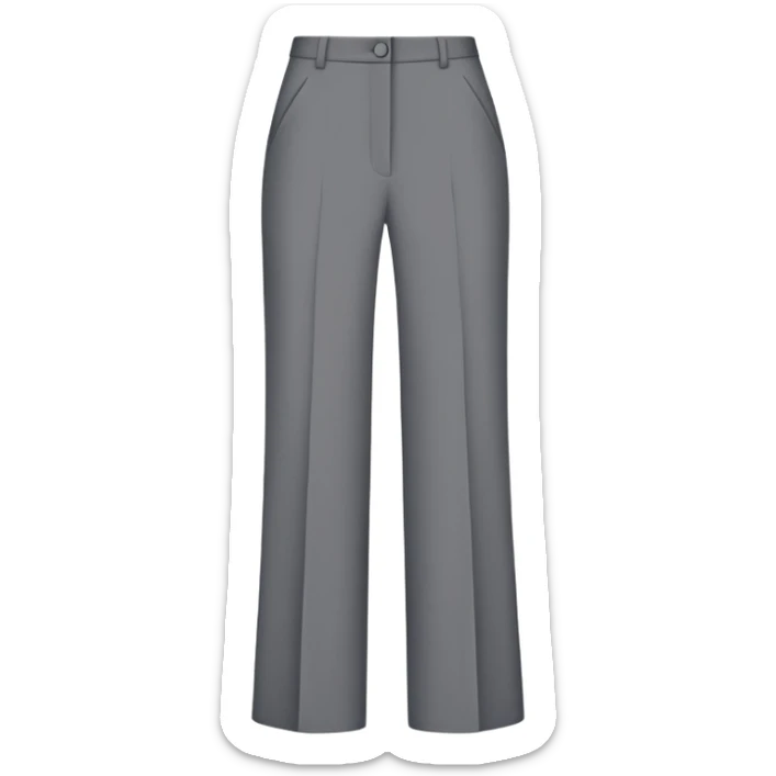 gray wide leg tailored women's dress pants, high waisted, formal trousers, only the garment, no model, flat lay on white background sticker