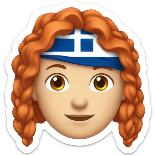 Female red hair mountaineer with greek and european flag sticker