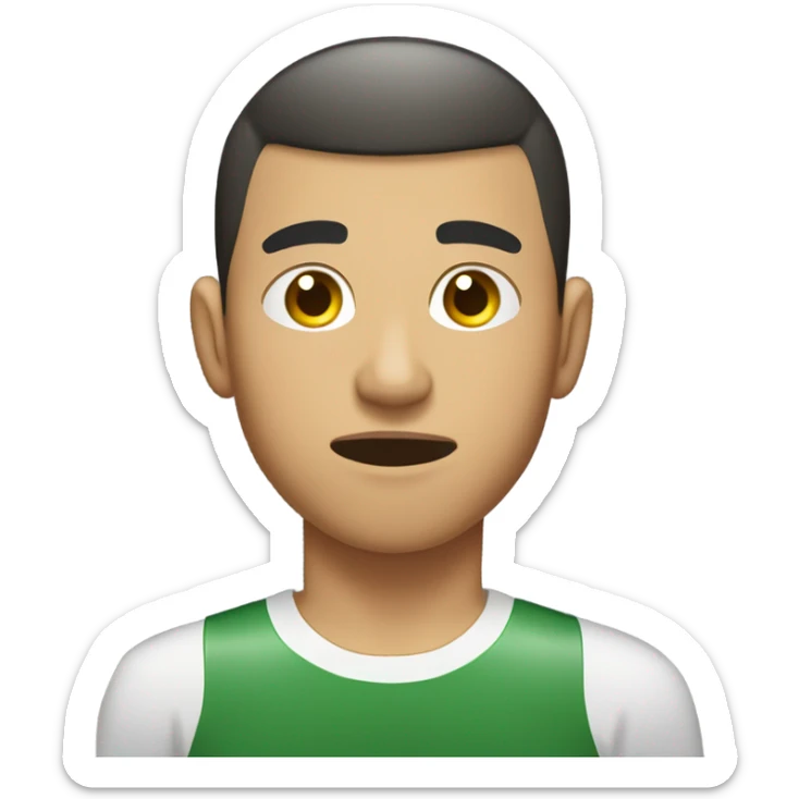 pakistani asian 18 year old boy with a buzz cut with a fade and sharp hairline, white teeth, visibly muscular. looking at his phone looking disgusted, as if someone had messaged him the most stupidest thing possible.  sticker