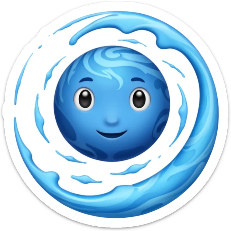 Can you make me an emoji of a blue planet? Without a face, an actual planet. I like messy irregular and not equal small swirls of different shades of blue but no clouds and no rings on the planet  sticker