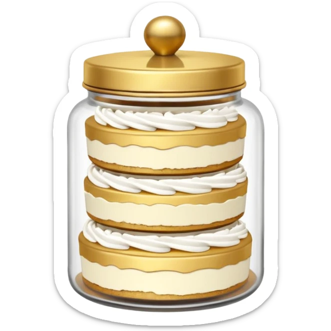 A layered little jar of cake that is gold outline black backround not colored in sticker