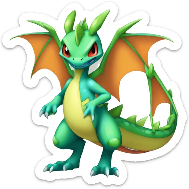 Anthro Cool Edgy Legendary Colorful Shy Shiny Fakemon-Pokémon-Flygon-Charizard-Fantasy-Creature With Full Body Detailed High Quality sticker