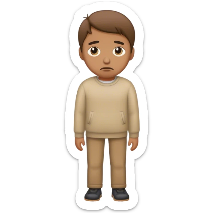 hazme un emoji en que puedas poner el cuerpo completo de una persona que esta triste (su cara) sticker