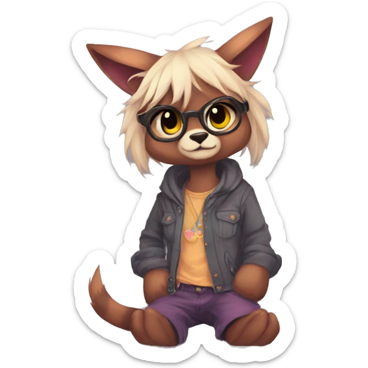 Cool cute Kawaii edgy colorful anthro fantasy-animal-fursona griffsnuff & LiLaiRa & Falvie full body sticker