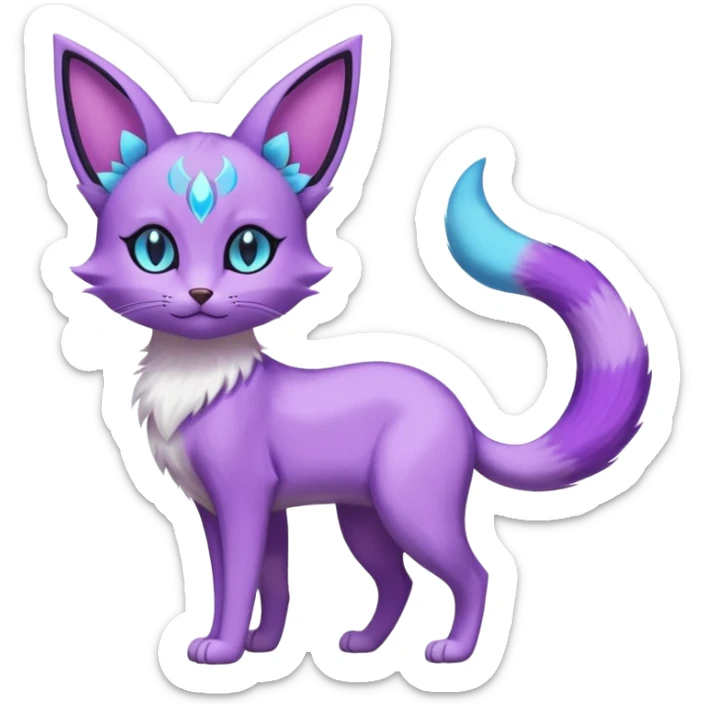 Lunar Espeon-Umbreon-Purrloin-Delcatty-cat-fusion (full body) sticker