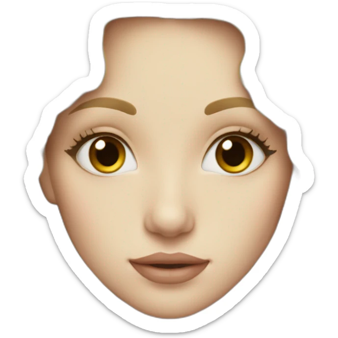 full lips pale skin long curly dark blonde hair brown small eyes sticker