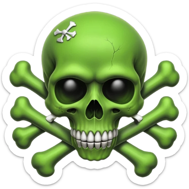 a poisonous cloud of gas, dark swamp color, with an image of a skull and two crossed bones behind the skull sticker